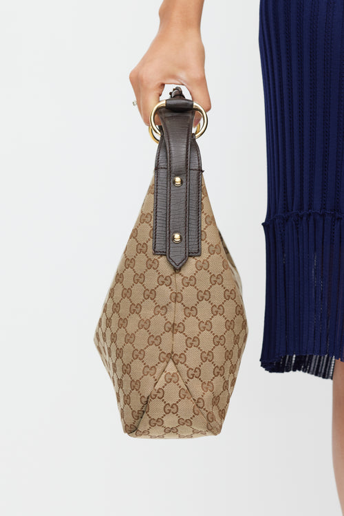 Gucci Brown 
Gold Monogram Shoulder Bag