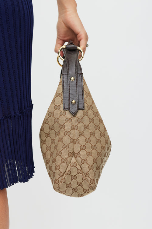 Gucci Brown 
Gold Monogram Shoulder Bag