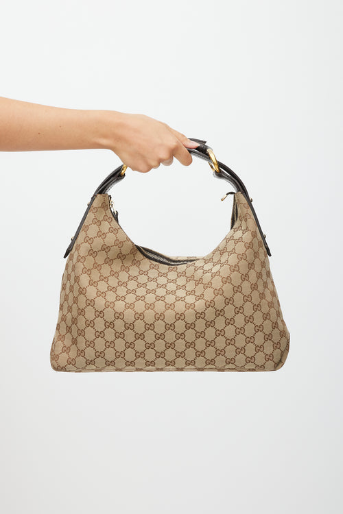 Gucci Brown 
Gold Monogram Shoulder Bag