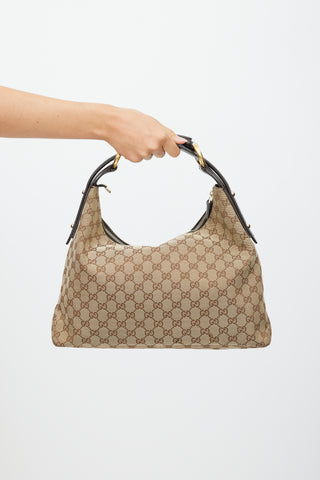 Gucci Brown 
Gold Monogram Shoulder Bag