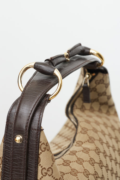 Gucci Brown 
Gold Monogram Shoulder Bag