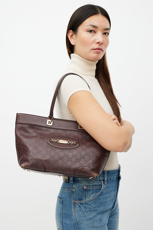 Gucci Brown Guccissima Punch Leather Tote