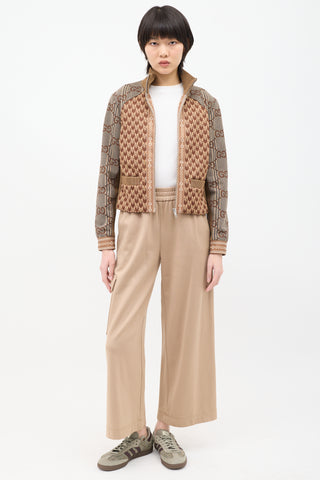 Gucci Brown Jacquard GG Panelled Jacket