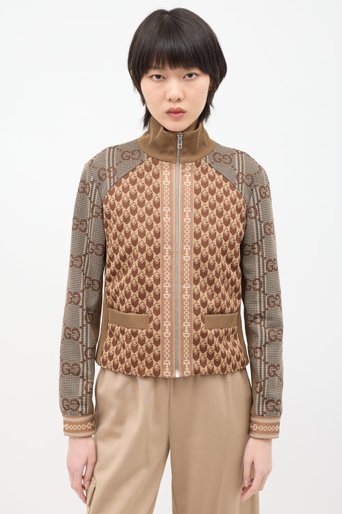 Gucci Brown Jacquard GG Panelled Jacket