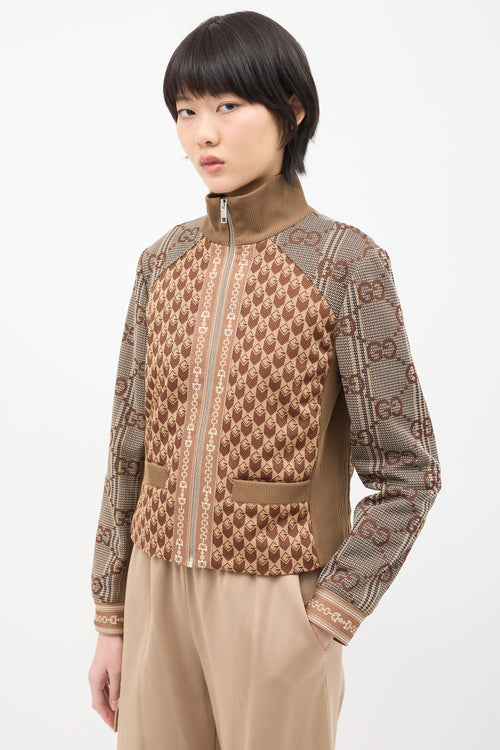 Gucci Brown Jacquard GG Panelled Jacket