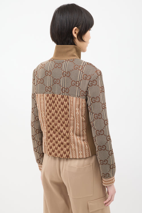 Gucci Brown Jacquard GG Panelled Jacket