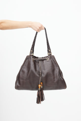 Gucci Brown Peggy Leather Tassel Tote