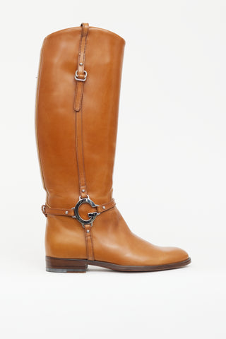 Gucci Brown Leather New Charlotte Riding Boot