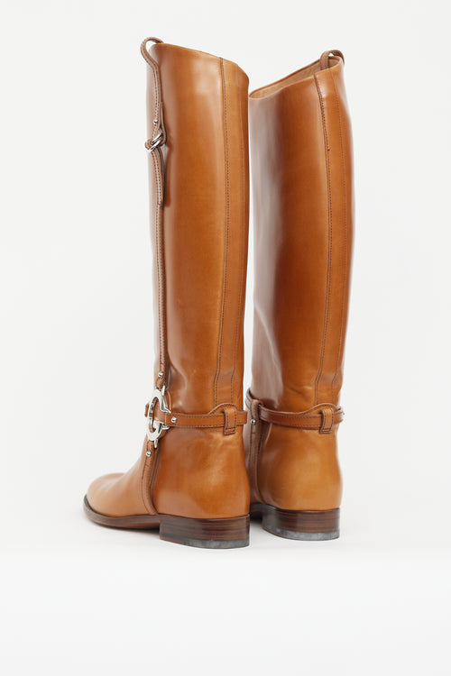 Gucci Brown Leather New Charlotte Riding Boot