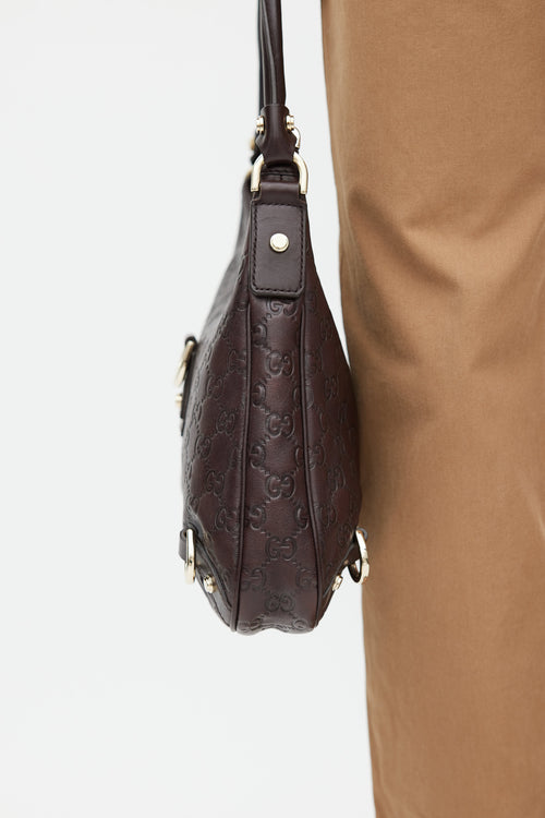 Gucci Brown Leather Guccissima Monogram Abbey Bag