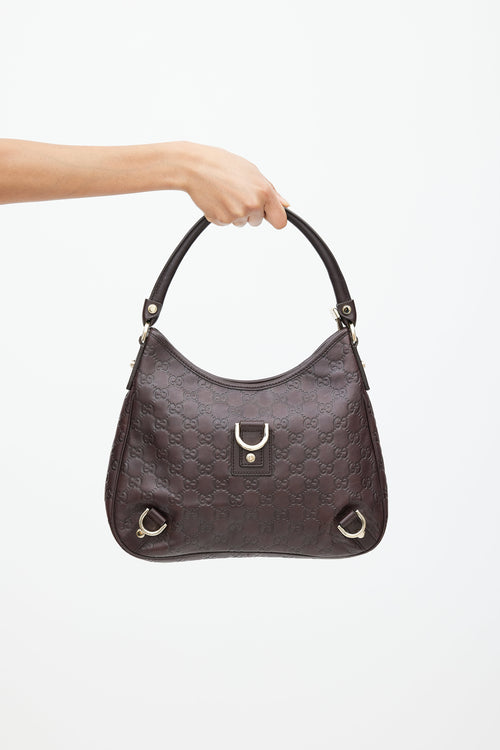 Gucci Brown Leather Guccissima Monogram Abbey Bag