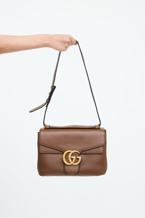 Gucci Brown Leather GG Marmont Messenger Bag