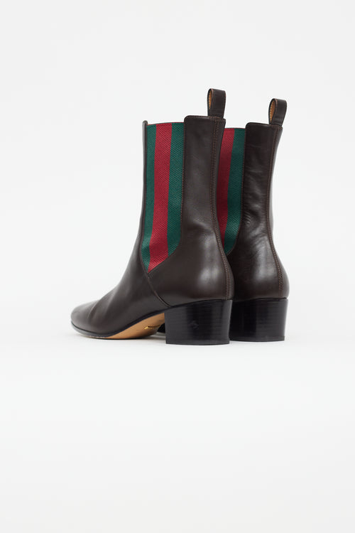 Gucci Brown Leather Chelsea Ankle Boot