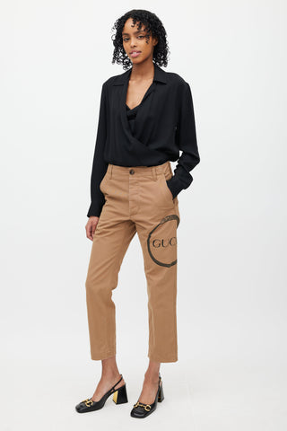 Gucci Brown Logo Chino Pant