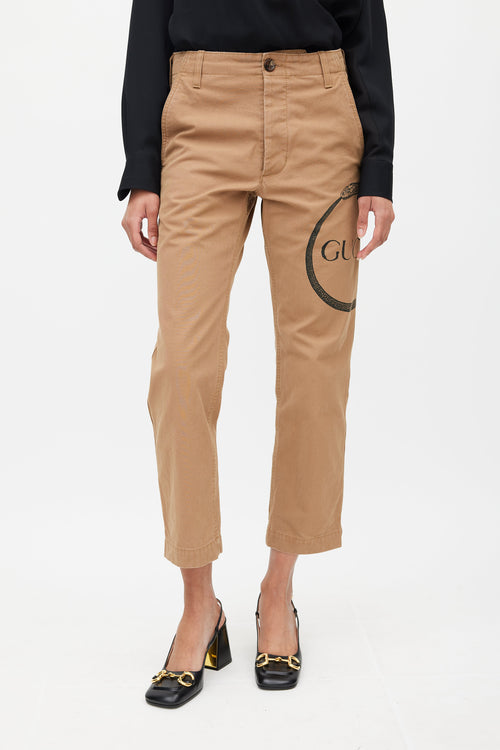 Gucci Brown Logo Chino Pant