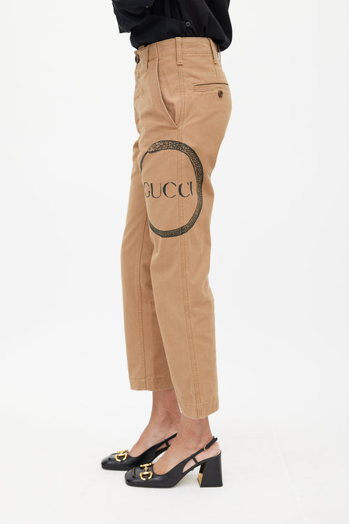 Gucci Brown Logo Chino Pant