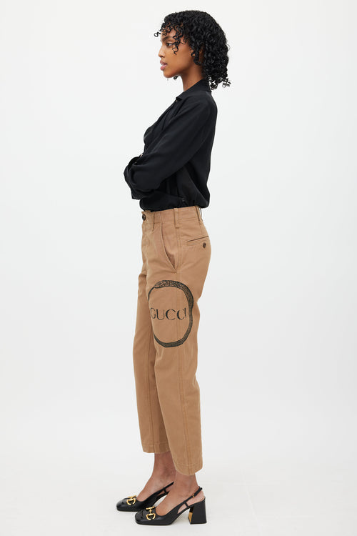 Gucci Brown Logo Chino Pant