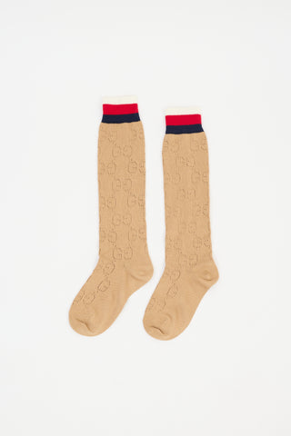 Gucci Beige 
Multi Striped GG Monogram Socks