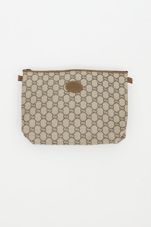 Gucci Brown Monogram Zip Pouch