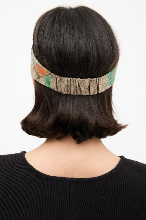 Gucci Brown 
Multi Silk GG Blooms Twist Headband