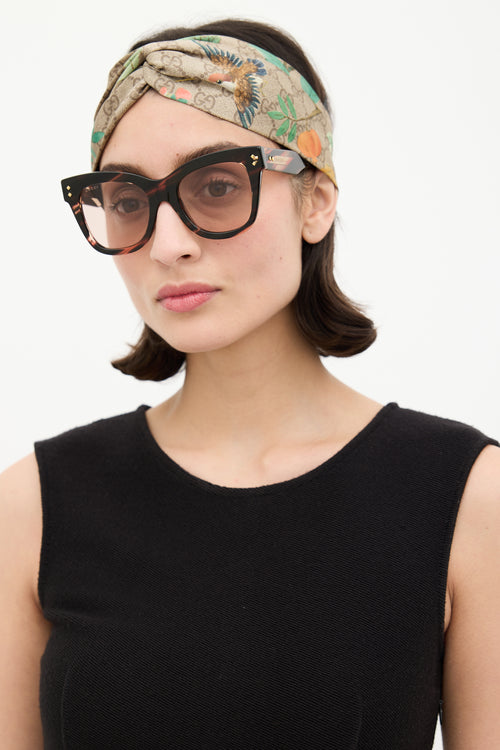 Gucci Brown 
Multi Silk GG Blooms Twist Headband