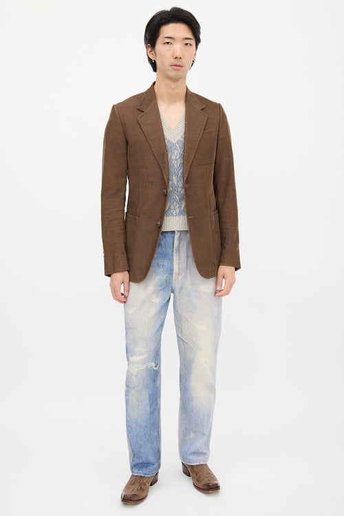 Gucci Brown 
Multicolour Corduroy Blazer