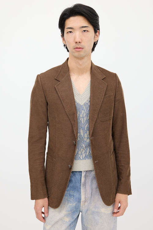 Gucci Brown 
Multicolour Corduroy Blazer