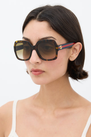 Gucci Brown 
Multicolour GG0036S Striped Square Sunglasses