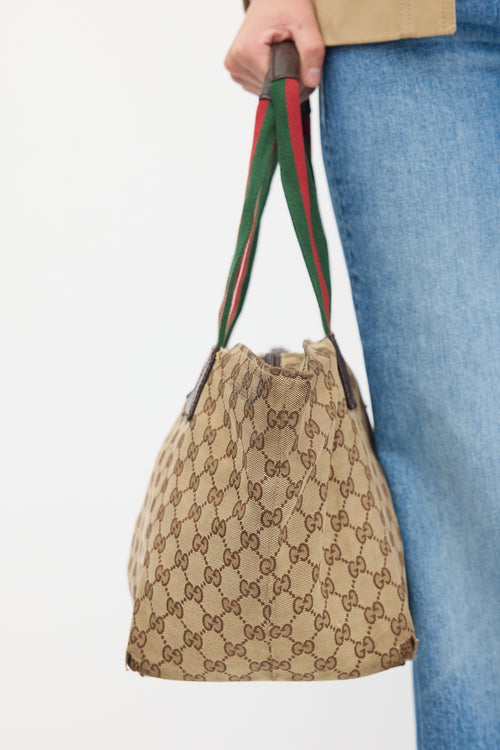 Gucci Brown 
Multicolour Monogram Striped Tote