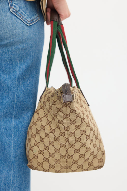 Gucci Brown 
Multicolour Monogram Striped Tote