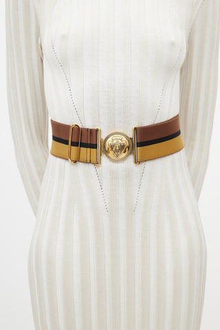 Gucci Brown 
Multicolour Webbed Striped Belt