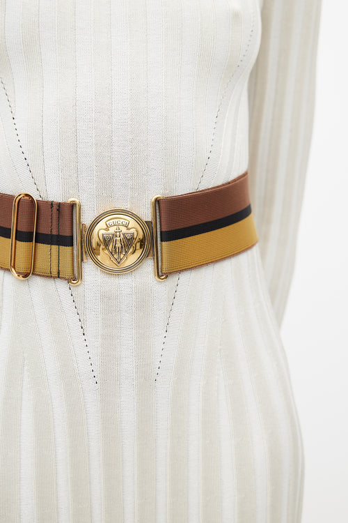 Gucci Brown 
Multicolour Webbed Striped Belt