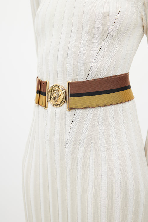 Gucci Brown 
Multicolour Webbed Striped Belt