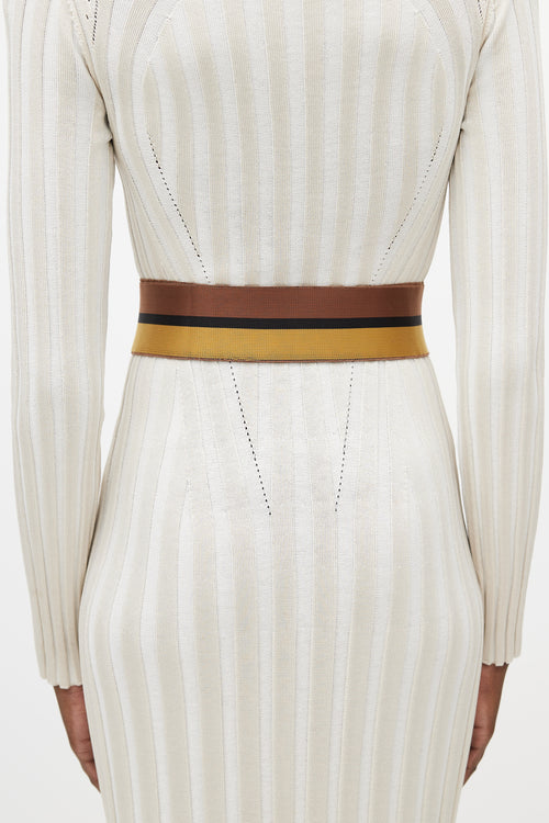 Gucci Brown 
Multicolour Webbed Striped Belt