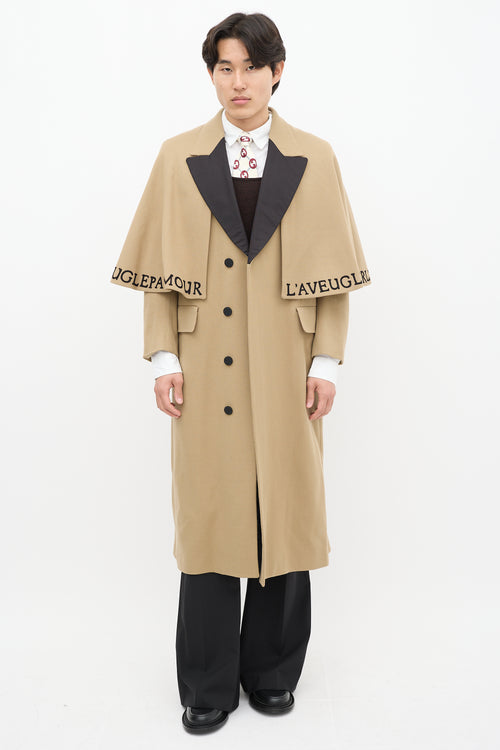 Gucci Brown 
Multicolour Wool Cape Coat