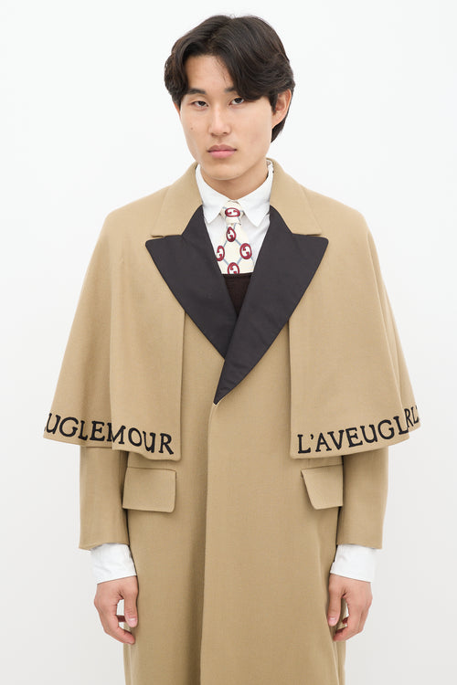 Gucci Brown 
Multicolour Wool Cape Coat