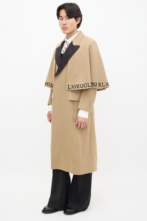 Gucci Brown 
Multicolour Wool Cape Coat