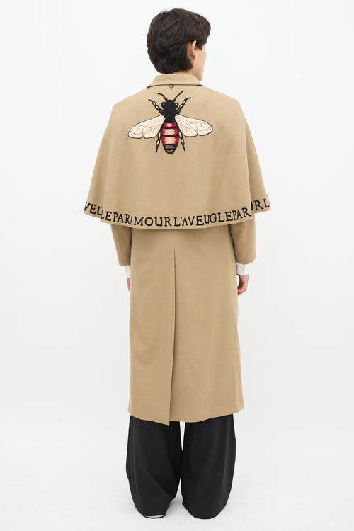 Gucci Brown 
Multicolour Wool Cape Coat