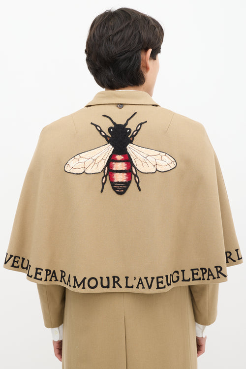 Gucci Brown 
Multicolour Wool Cape Coat