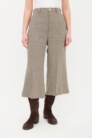 Gucci Brown 
Navy Houndstooth Cropped Trouser