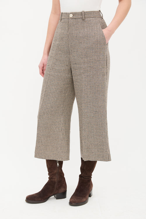 Gucci Brown 
Navy Houndstooth Cropped Trouser