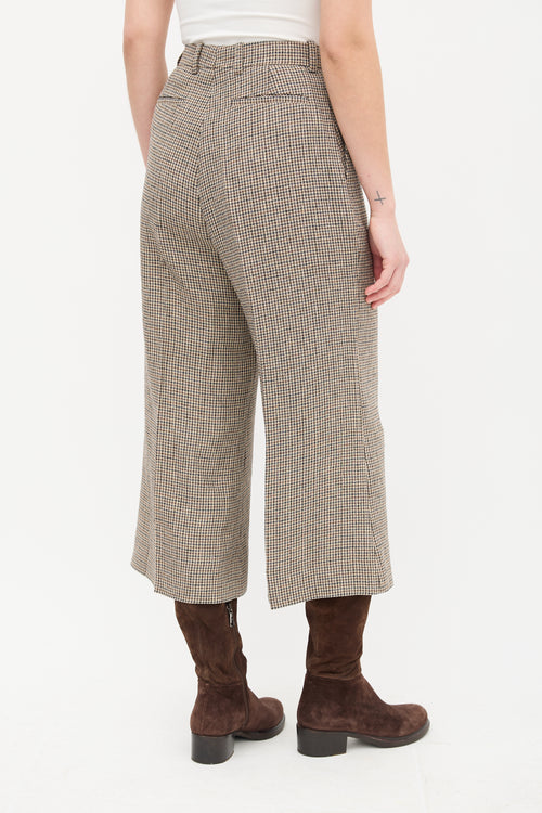 Gucci Brown 
Navy Houndstooth Cropped Trouser