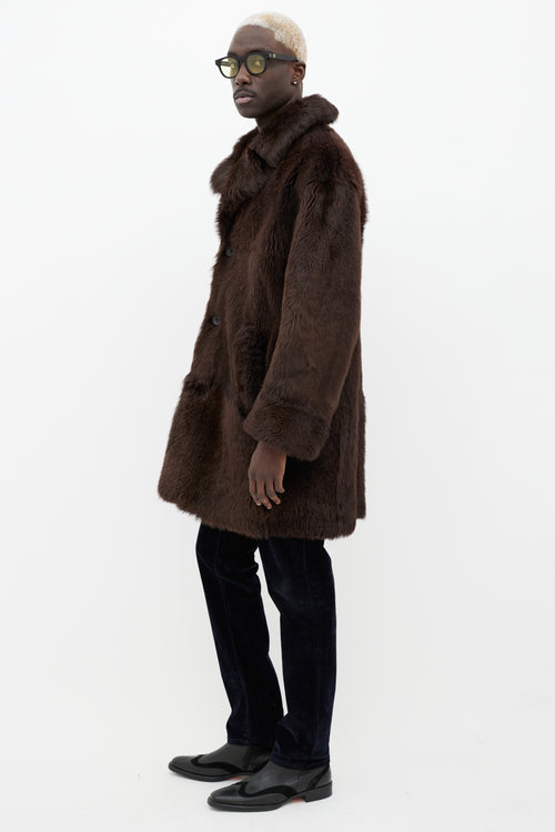 Gucci Brown Notched Lapel Fur Coat