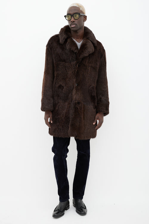 Gucci Brown Notched Lapel Fur Coat