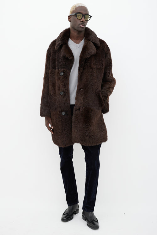 Gucci Brown Notched Lapel Fur Coat