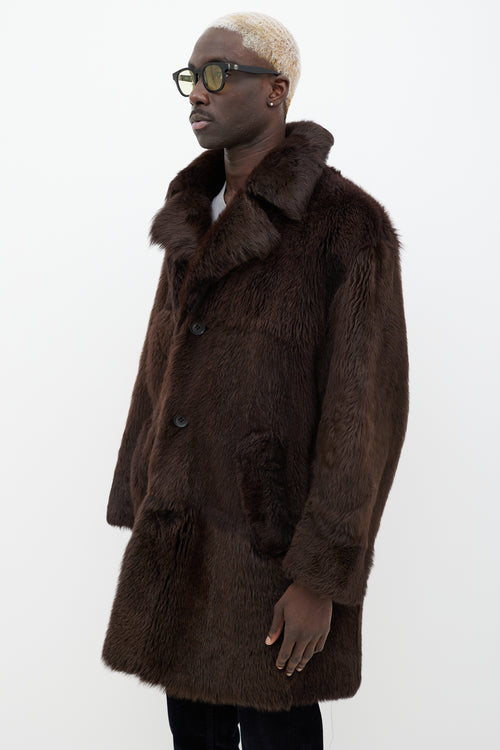 Gucci Brown Notched Lapel Fur Coat