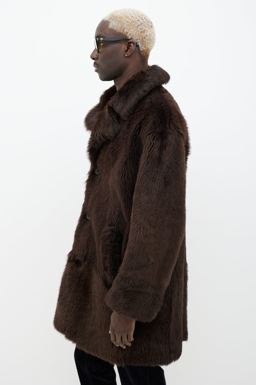 Gucci Brown Notched Lapel Fur Coat