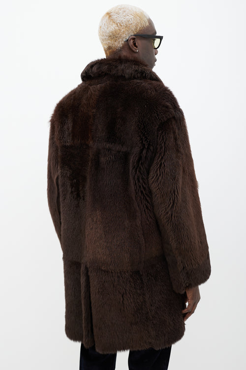 Gucci Brown Notched Lapel Fur Coat