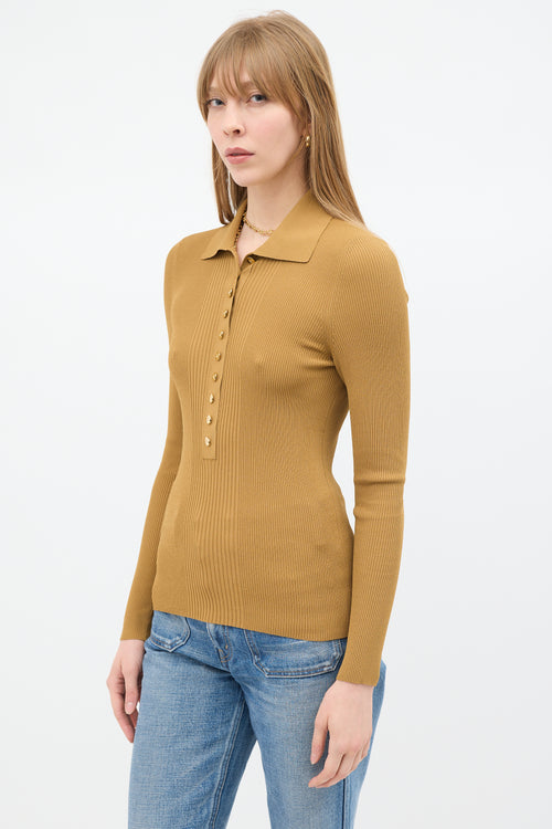 Gucci Brown Ribbed Polo Top