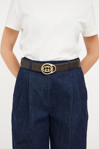 Gucci Brown 
Gold Leather Belt